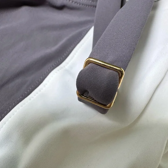 Tory Burch Lipsi Colorblock Gray White Bandeau One-Piece Swimsuit, Large - Picture 4 of 8